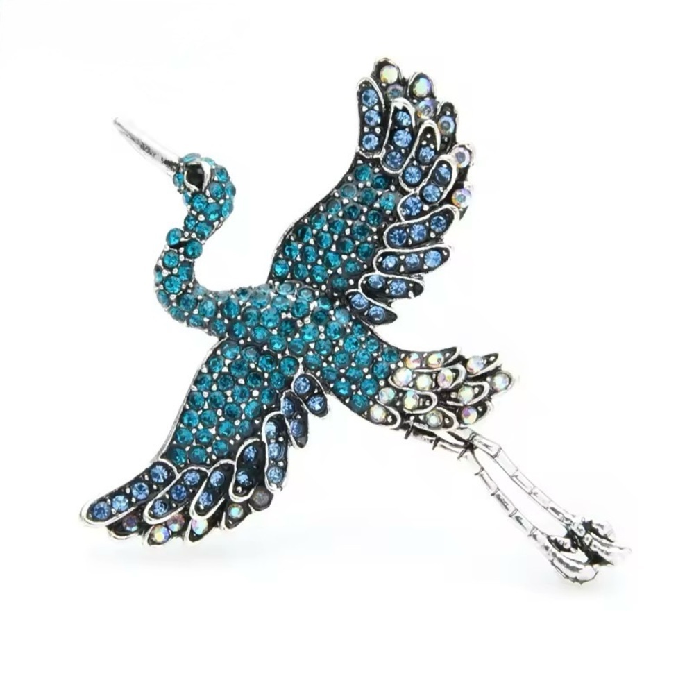 🌻 3/$25 Rhinestones Elegant Blue and Green Bird Brooch - Picture 6 of 9